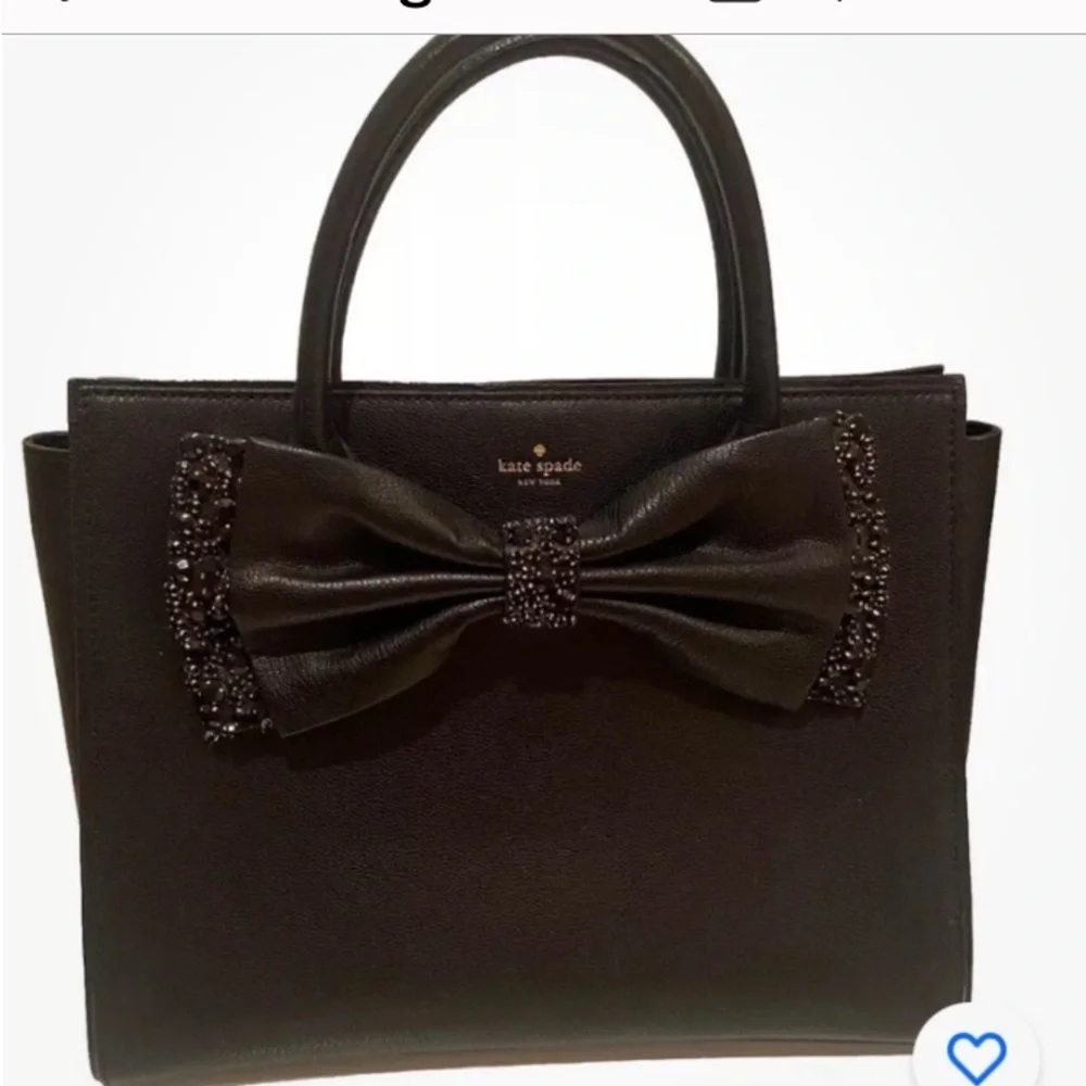 New Kate Spade Manor Place Black Leather/Rhinestones Meriweather Satchel